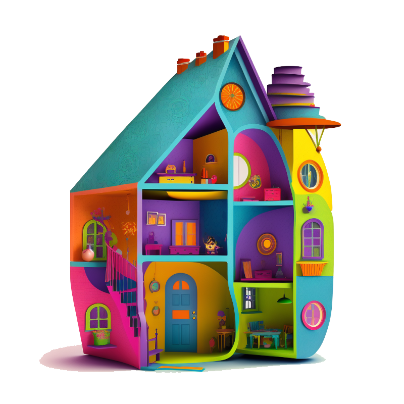 Doll top cartoon house