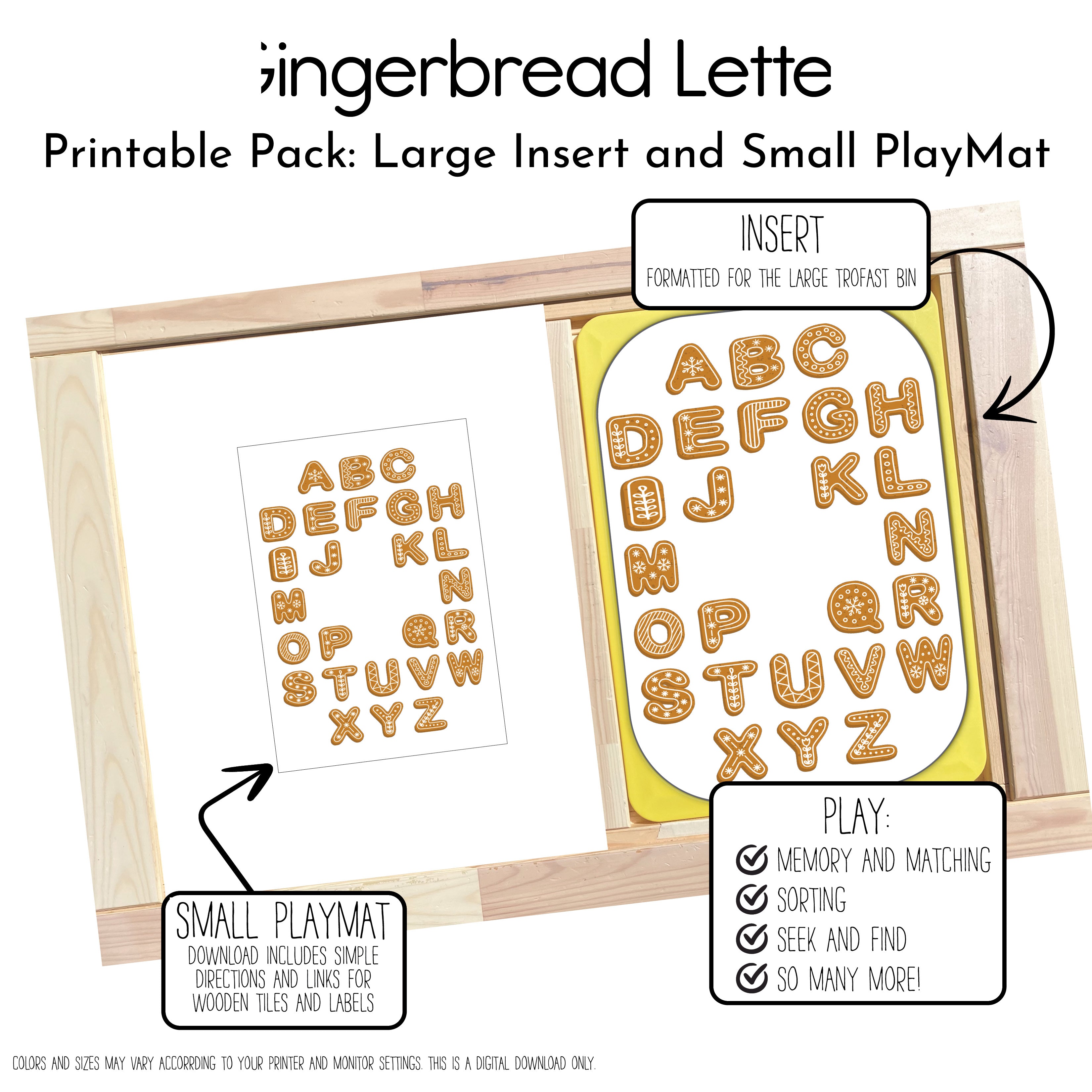 Gingerbread Letters Action Pack: Printable Inserts and Loose Parts