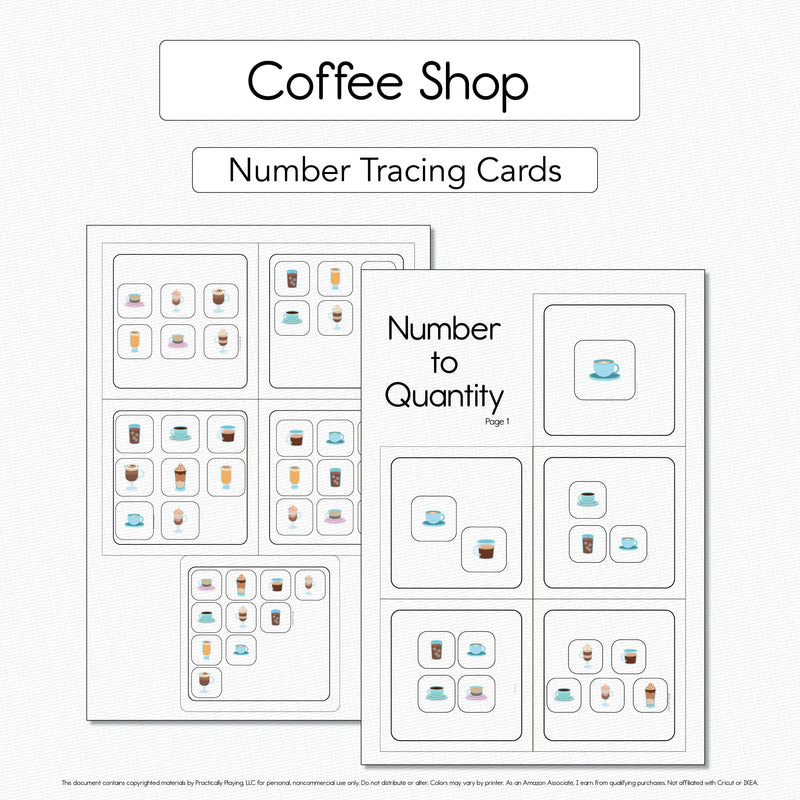 Coffee Shop - 10 Number Tracing Cards
