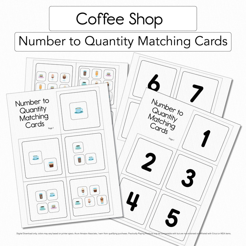 Coffee Shop - 10 Number to Quantity Matching Cards