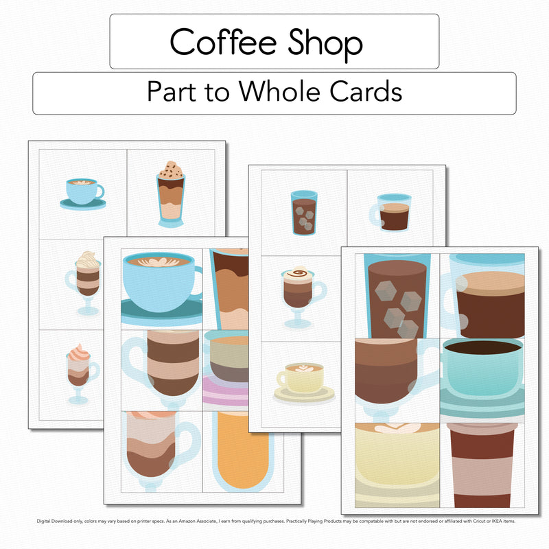 Coffee Shop - 12 Part to Whole Matching Cards