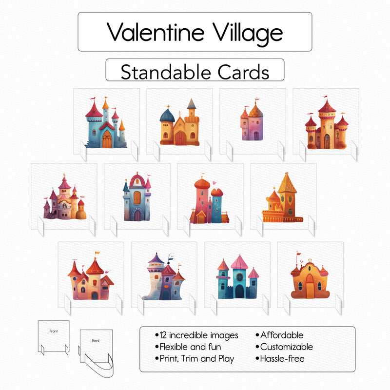 Valentine Village - 12 Standable Cards