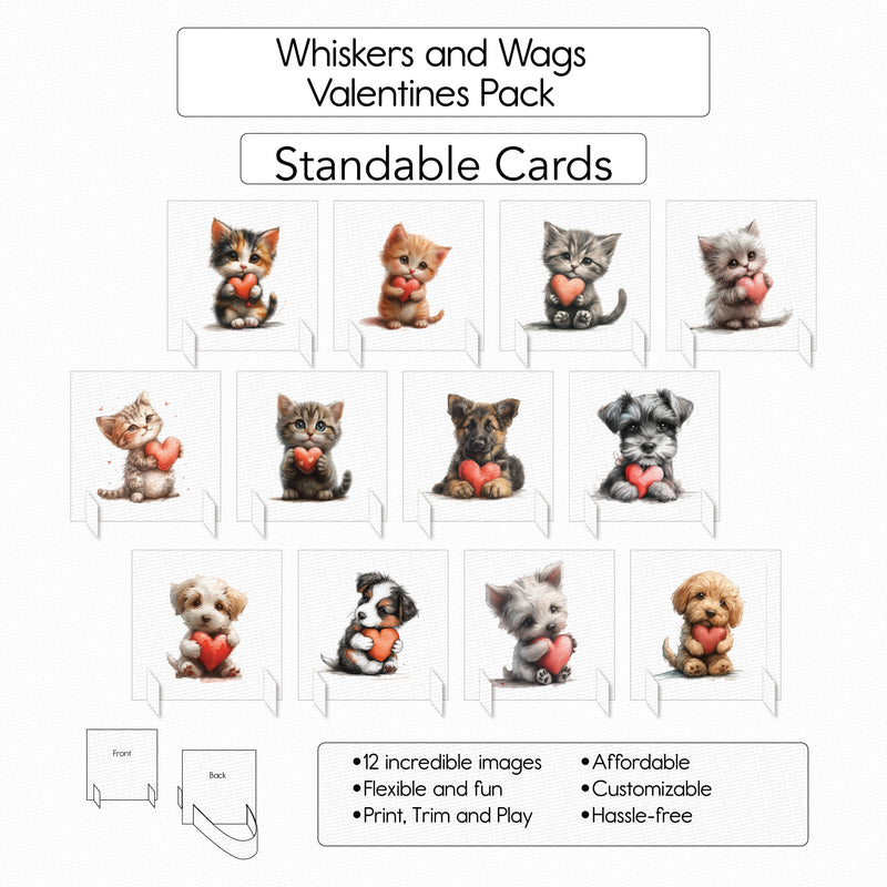 Whiskers and Wags - 12 Standable Cards