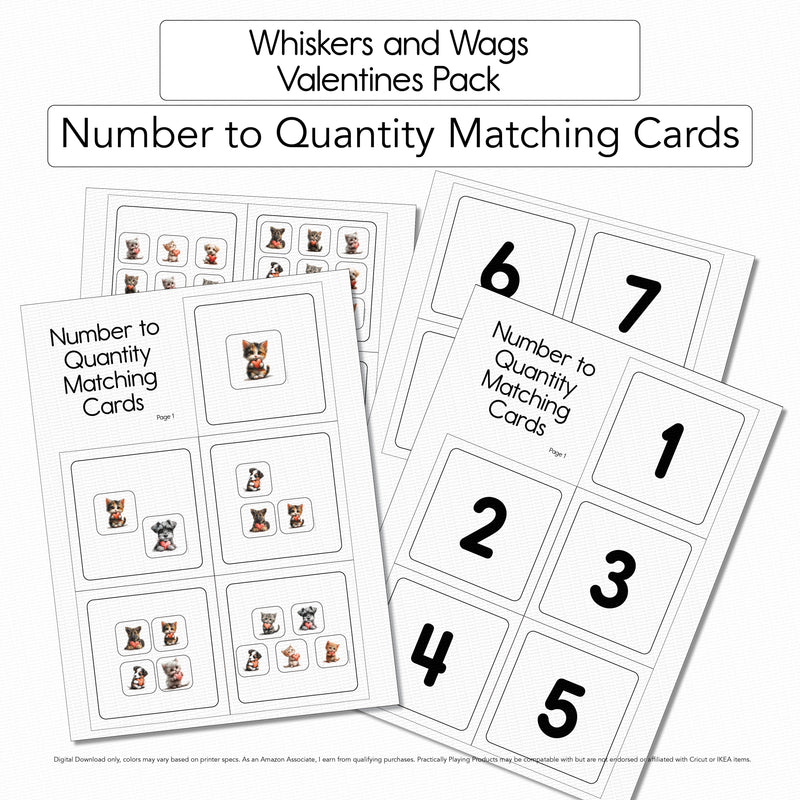 Whiskers and Wags - 10 Number to Quantity Matching Cards