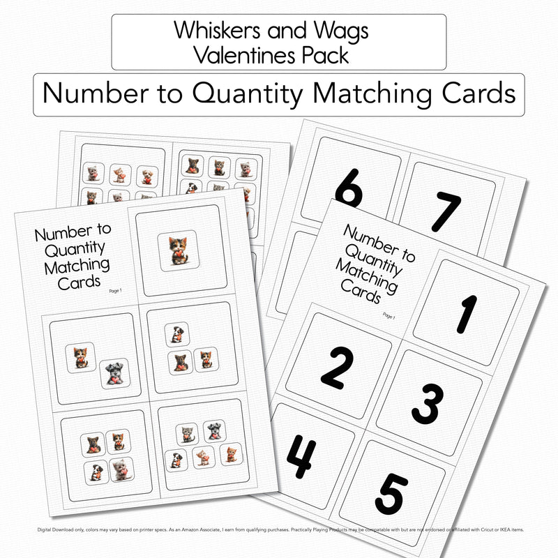 Quanity Cards Whiskers and Wags - 10 Number to Quantity Matching Cards – Practically ...