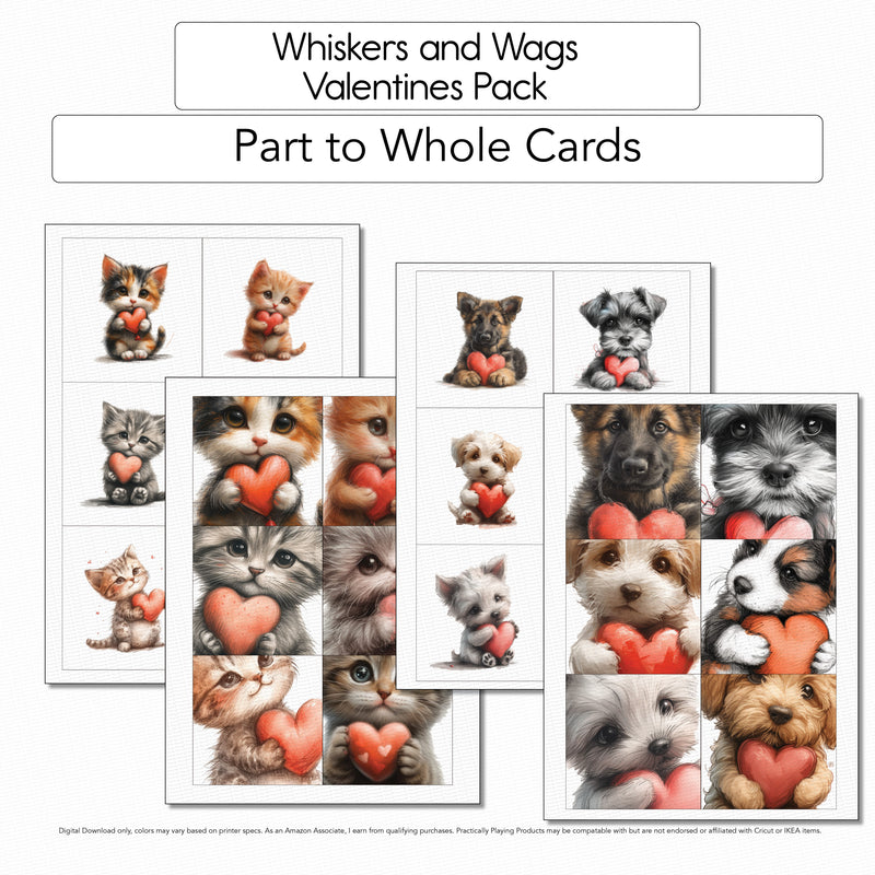 Whiskers and Wags - 12 Part to Whole Matching Cards