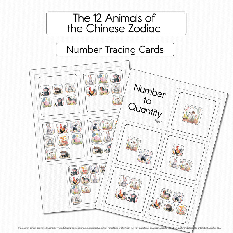 The 12 Animals of the Chinese Zodiac - 10 Number Tracing Cards
