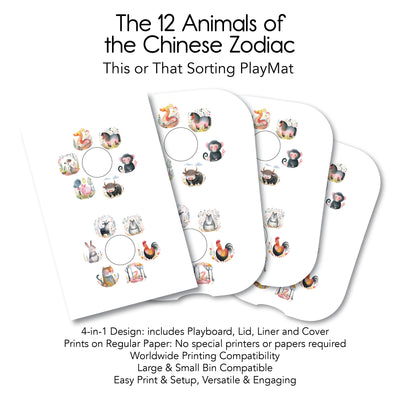 The 12 Animals of the Chinese Zodiac - 12 This or That PlayMat
