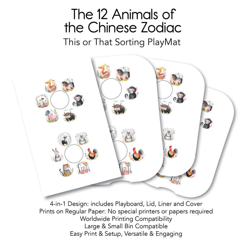 The 12 Animals of the Chinese Zodiac - 12 This or That PlayMat