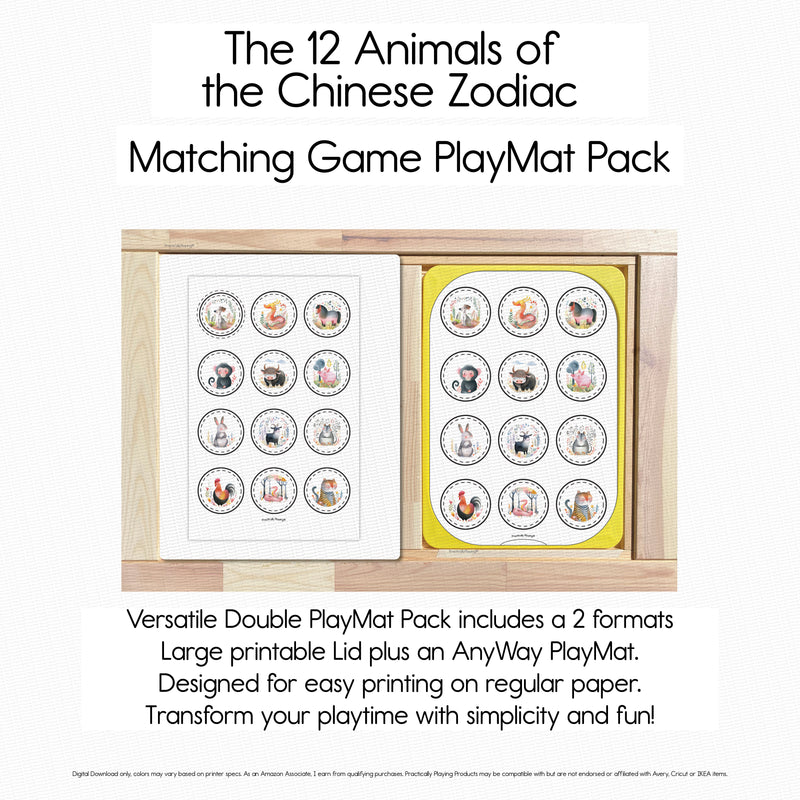 The 12 Animals of the Chinese Zodiac - 12 Matching GameBoard