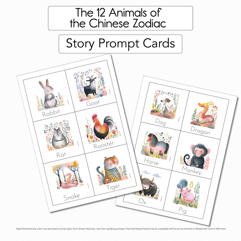 The 12 Animals of the Chinese Zodiac - 12 Story Prompt Cards