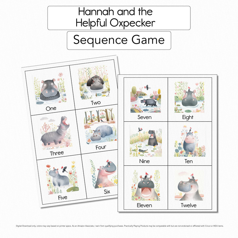 Hannah and the Helpful Oxpecker - Story Sequencing Cards