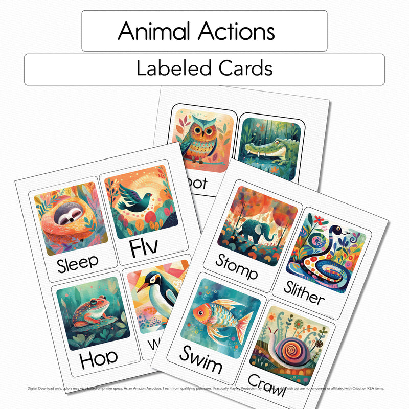 Animal Actions - Three-Part Cards 2