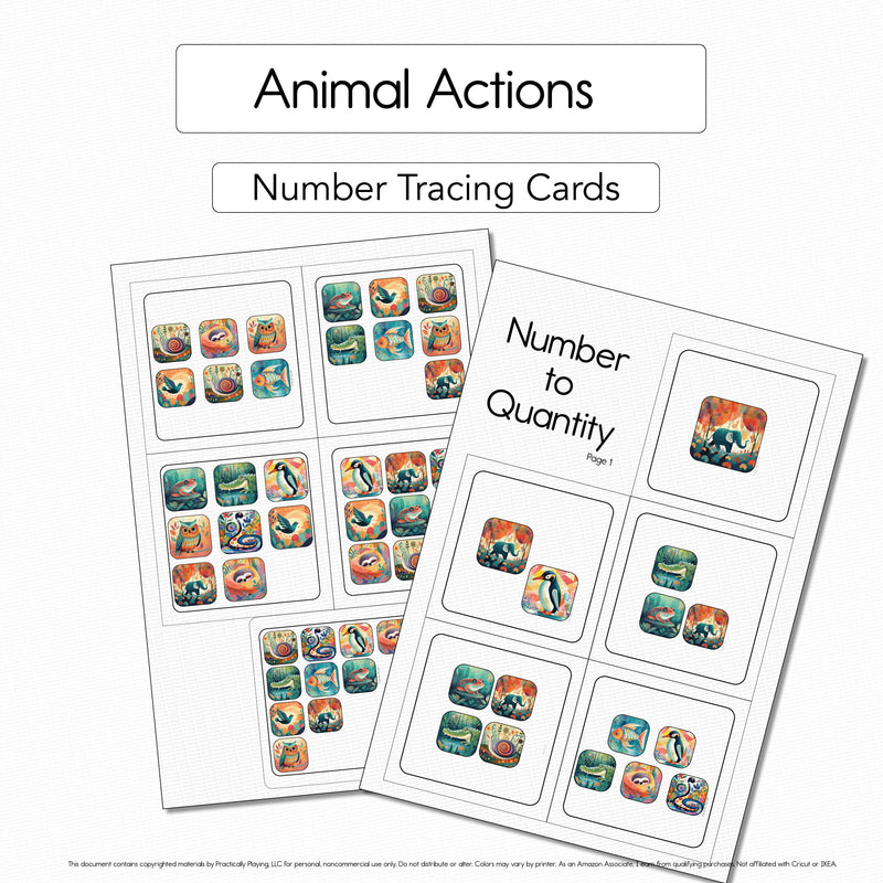 Animal Actions - Number Tracing Cards