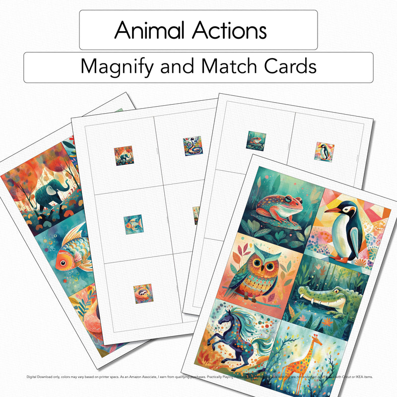 Animal Actions - Magnify and Match Cards