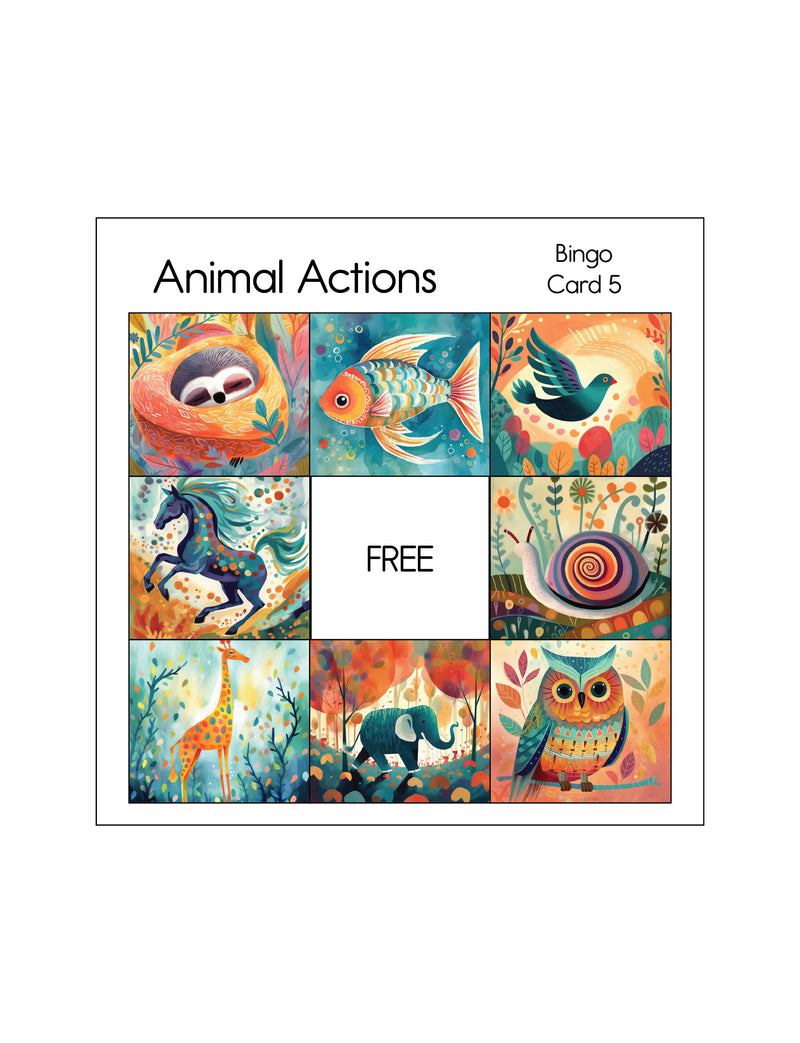 Animal Actions - Bingo Game