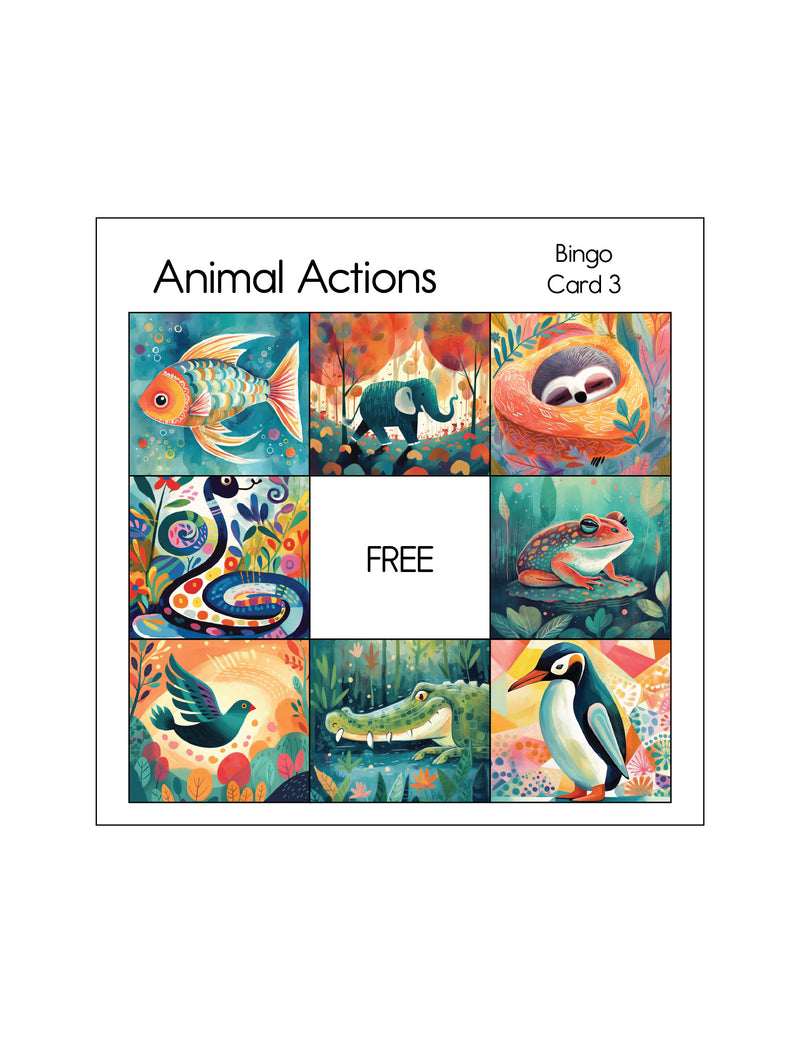 Animal Actions - Bingo Game