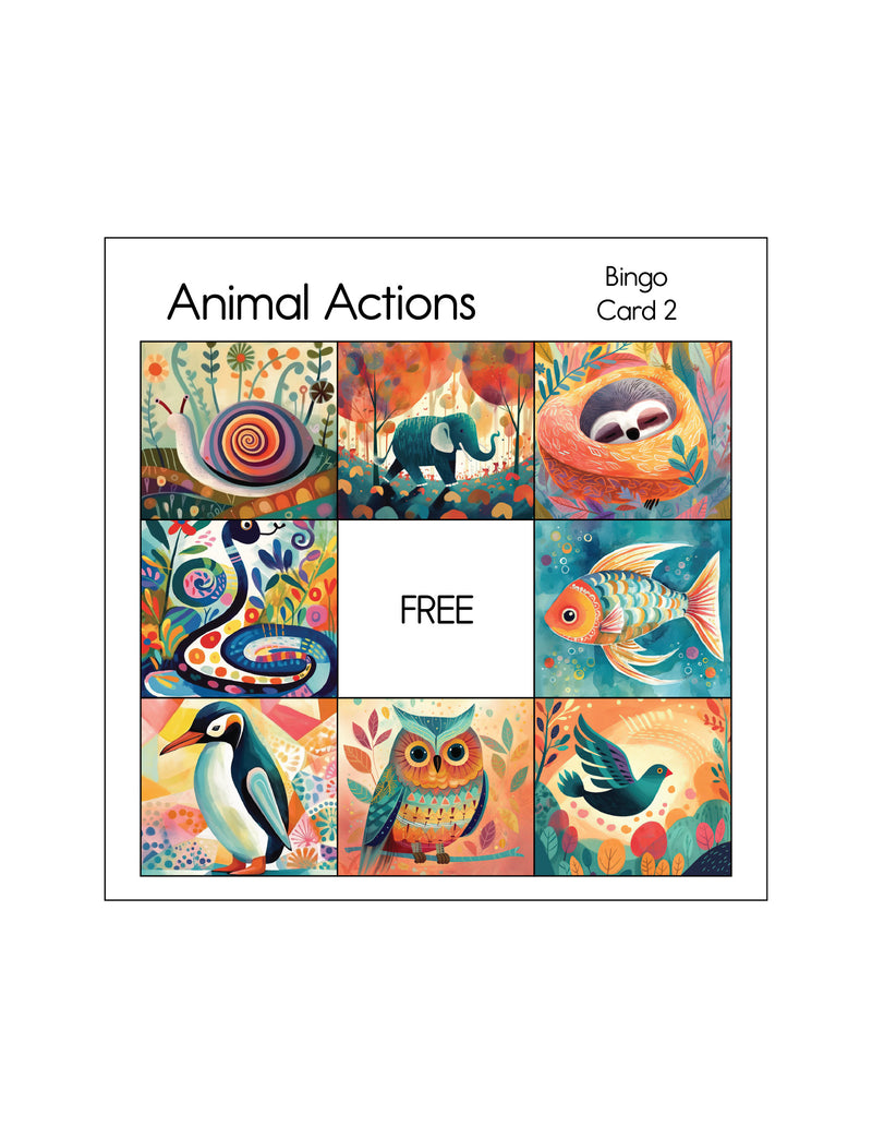 Animal Actions - Bingo Game