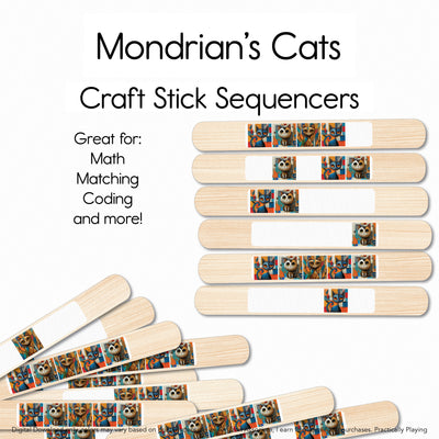 Mondrian's Cats - Craft Stick Covers Toppers and Sequencers