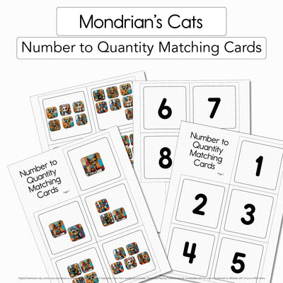 Mondrian's Cats - Number to Quantity Matching Cards
