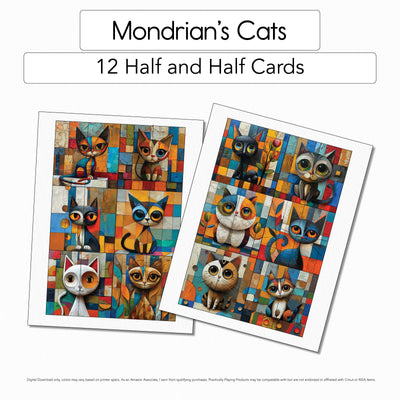 Mondrian's Cats - Half and Half Cards