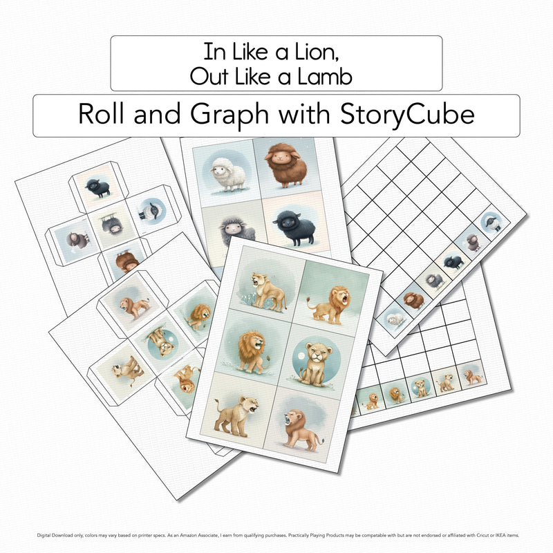In Like a Lion Out - Like a Lamb - Roll and Graph with Printable Cube
