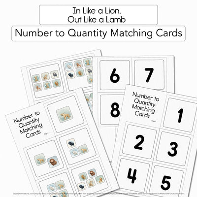 In Like a Lion Out - Like a Lamb - Number to Quantity Matching Cards