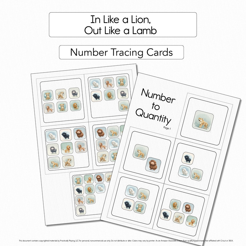 In Like a Lion Out - Like a Lamb - Number Tracing Cards