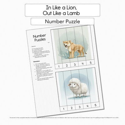 In Like a Lion Out - Like a Lamb - Number Puzzle Pack