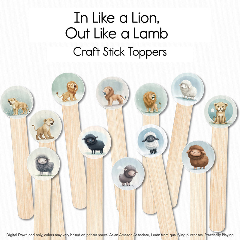 In Like a Lion Out - Like a Lamb - Craft Stick Covers and Toppers PDF