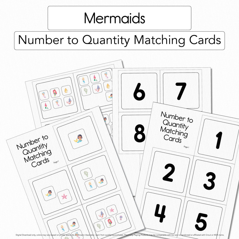 Mermaids - Number to Quantity Matching Cards