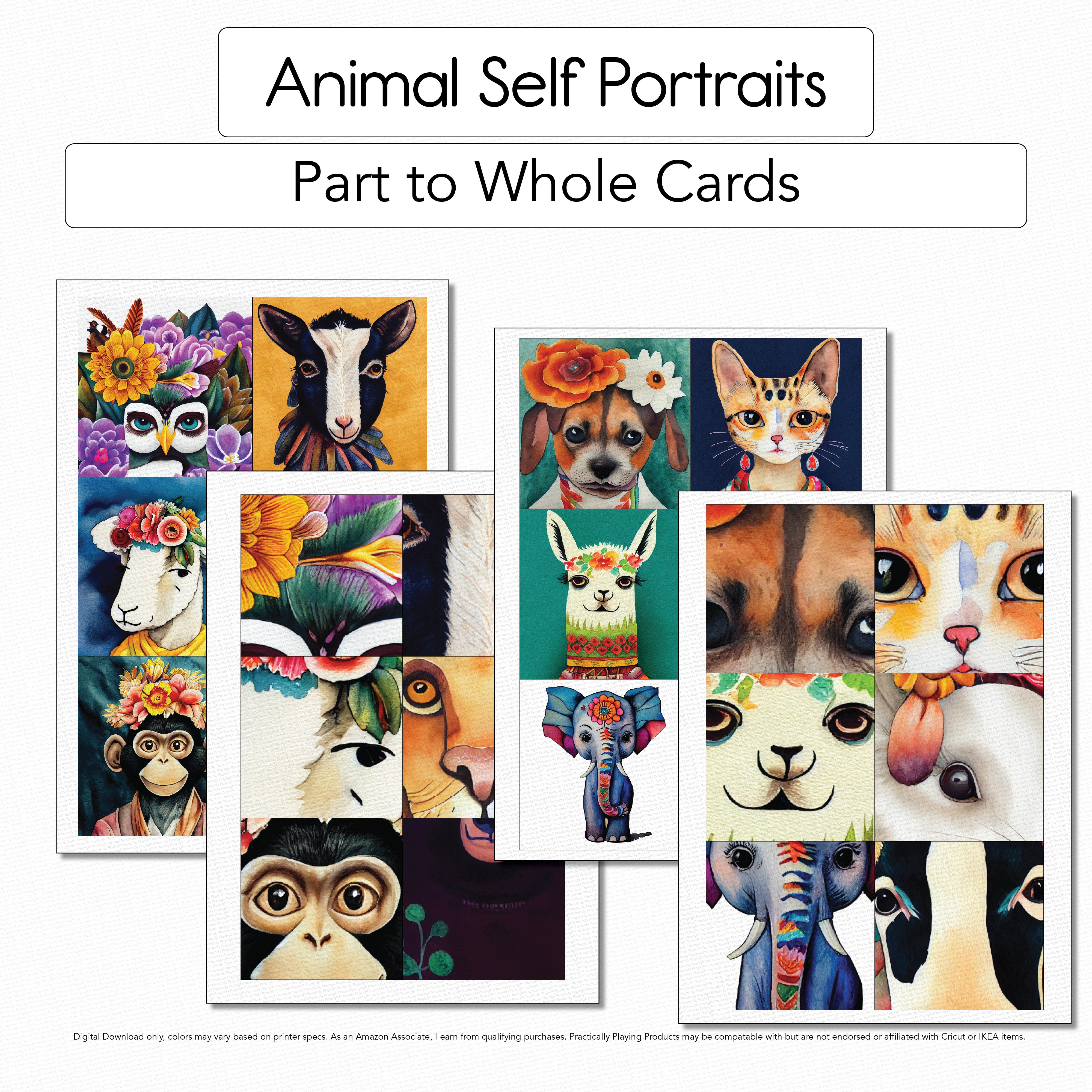 Animal Self Portraits - Part to Whole Matching Cards – Practically Playing