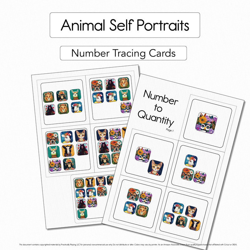 Animal Self Portraits - Number Tracing Cards