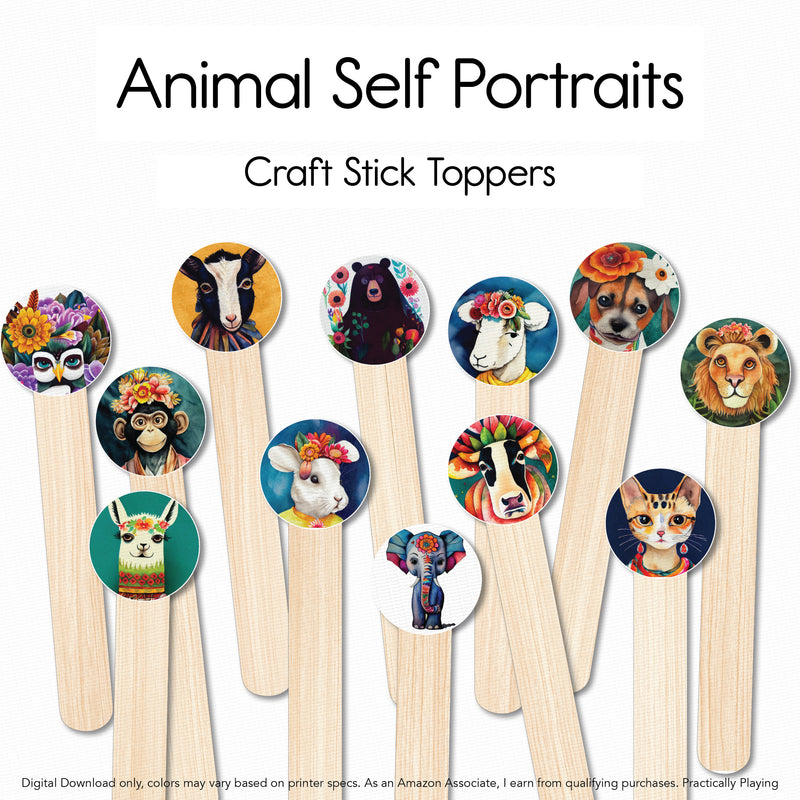 Animal Self Portraits - Craft Stick Covers and Toppers PDF