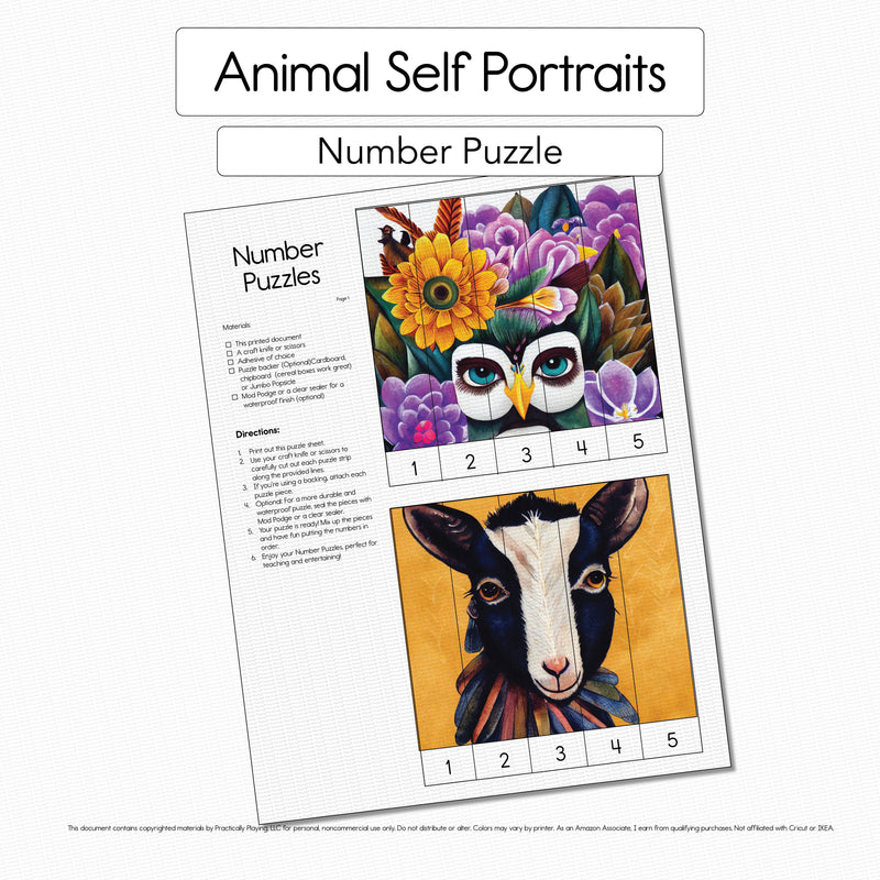 Animal Self Portraits - Number Sorting Mat
