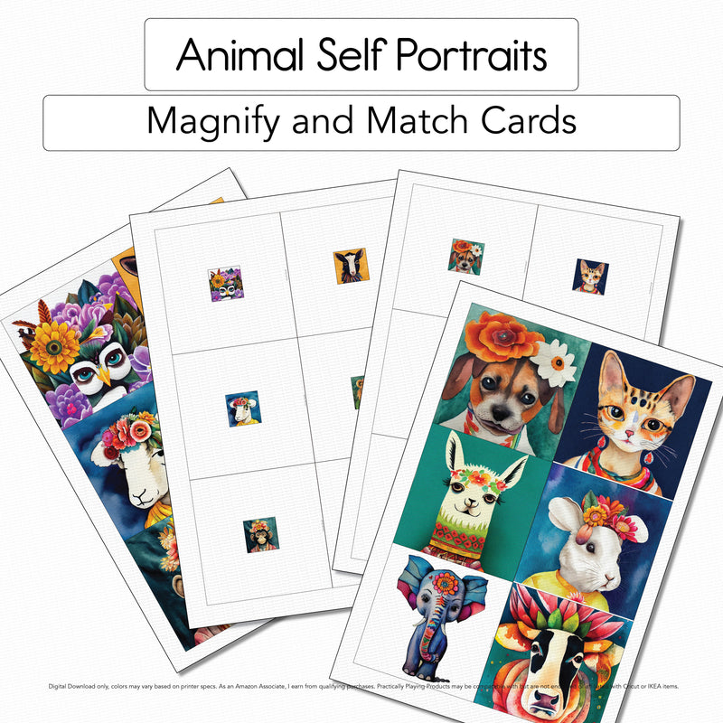 Animal Self Portraits - Magnify and Match Cards
