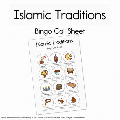 Islamic Traditions - Bingo Game