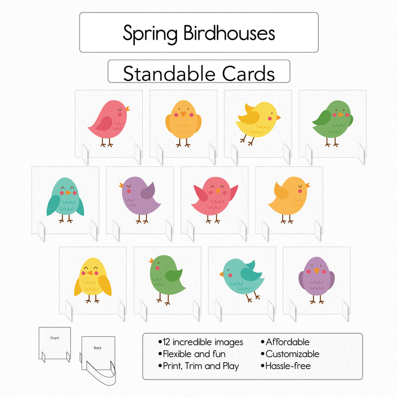 Spring Birdhouses - Standable Cards