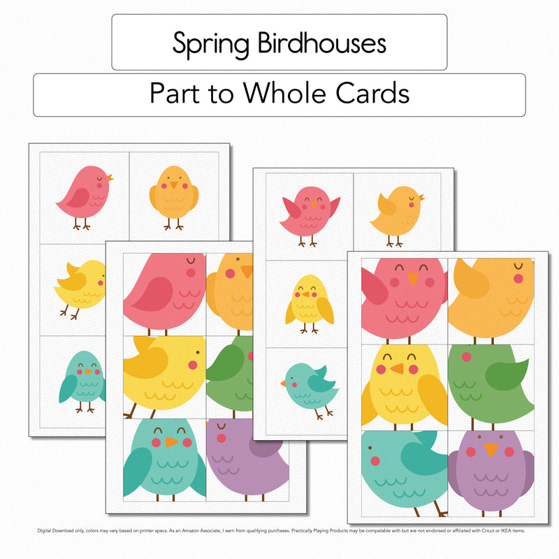 Spring Birdhouses - Part to Whole Matching Cards