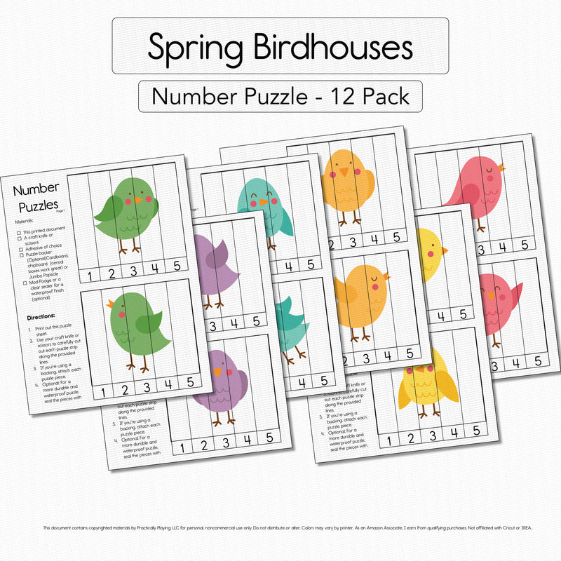 Spring Birdhouses - Number Puzzle Pack