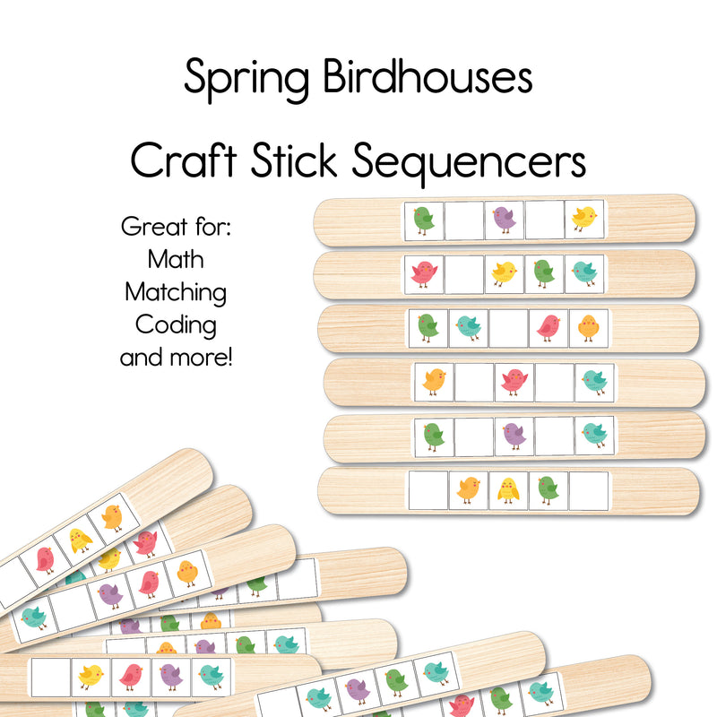 Spring Birdhouses - Craft Stick Covers and Toppers
