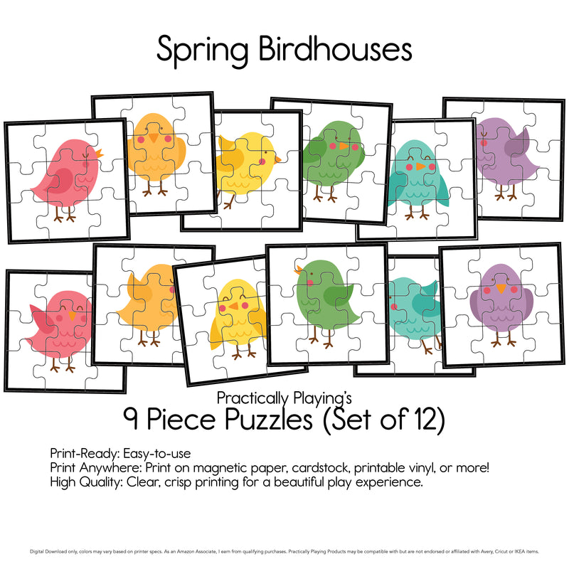 Spring Birdhouses - Nine Piece Puzzles