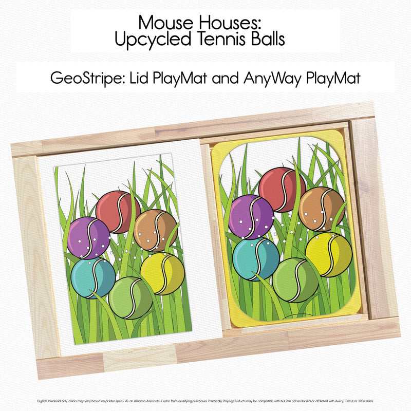 Mouse Houses- Upcycled Tennis Balls - GeoStripe PlayMat