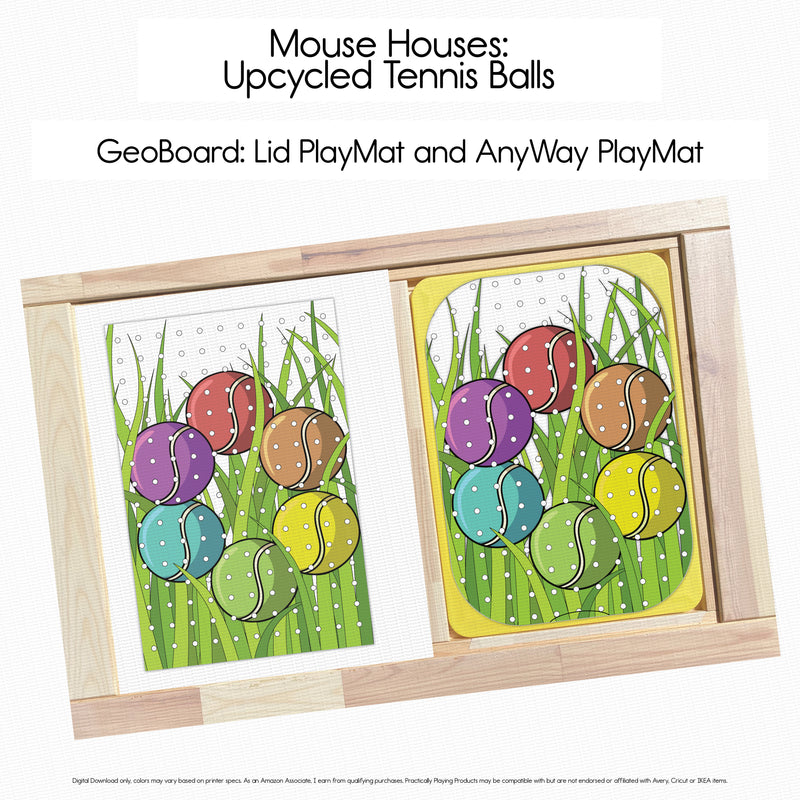 Mouse Houses- Upcycled Tennis Balls - Geoboard PlayMat