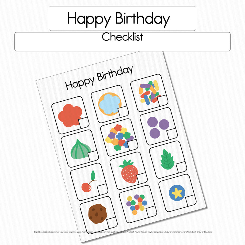Happy Birthday - Checklist