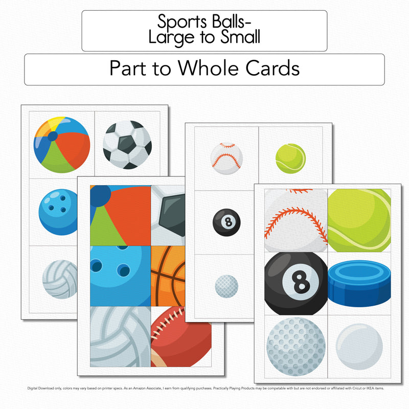 Sports Balls - Part to Whole Matching Cards