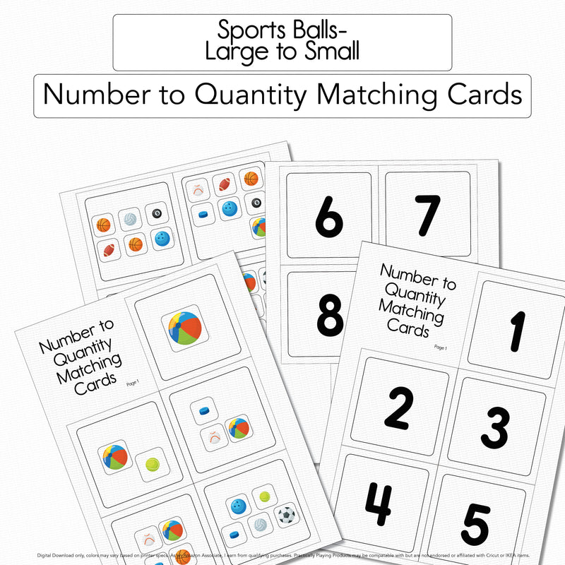 Sports Balls - Number to Quantity Matching Cards
