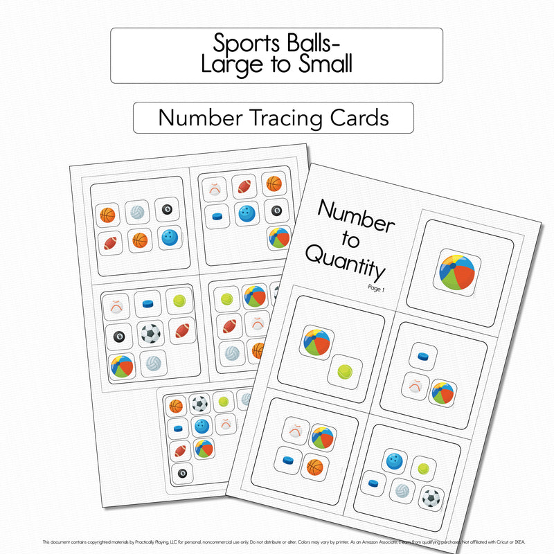 Sports Balls - Number Tracing Cards