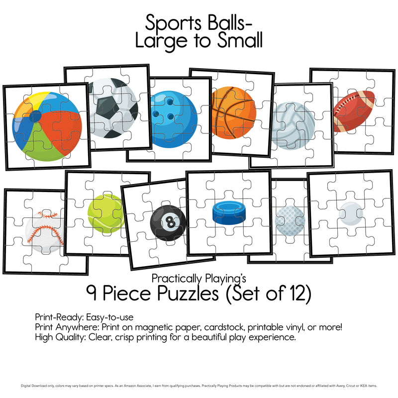 Sports Balls - Nine Piece Puzzles