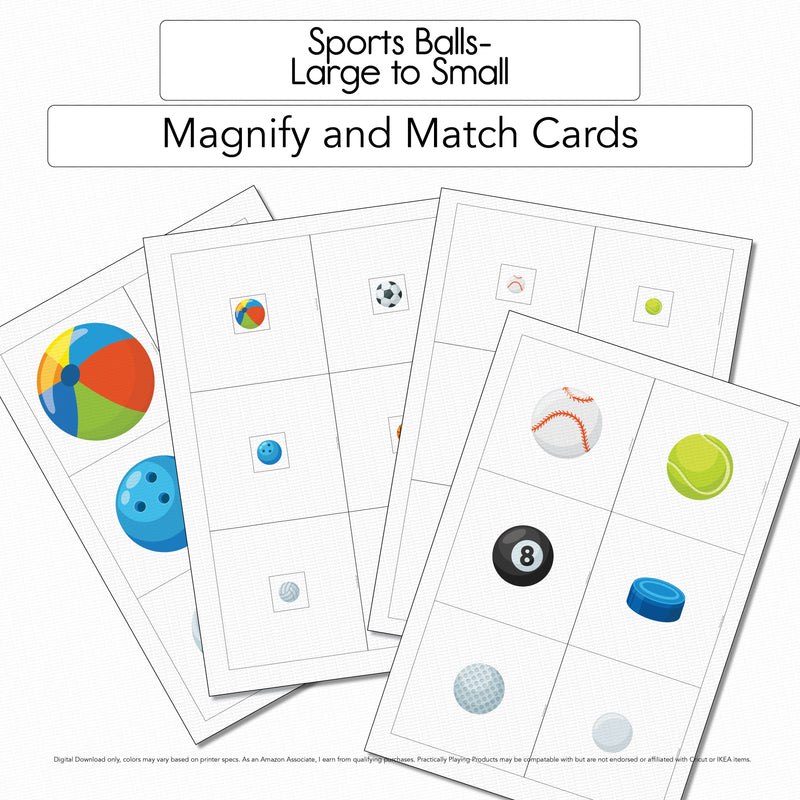 Sports Balls - Magnify and Match Cards